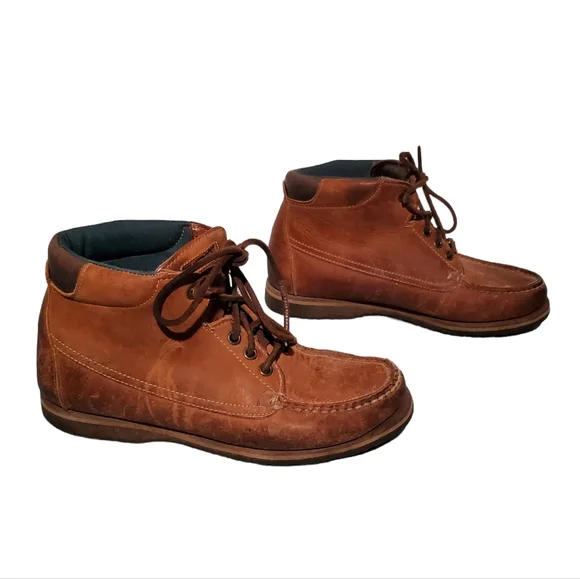 Sebago Brown Leather Moc-Toe Hiking Ankle Boots Women's Size 6.5M, Vibram Soles - Picture 3 of 8